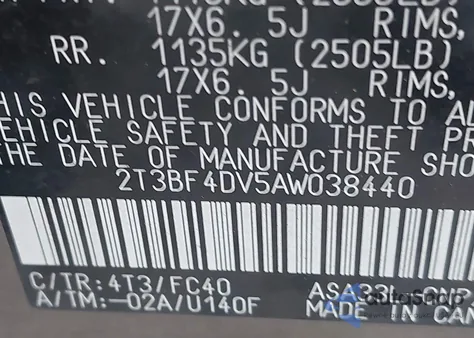 2010 Toyota Rav4 z USA, uszkodzony, nr VIN 2T3BF4DV5AW038440